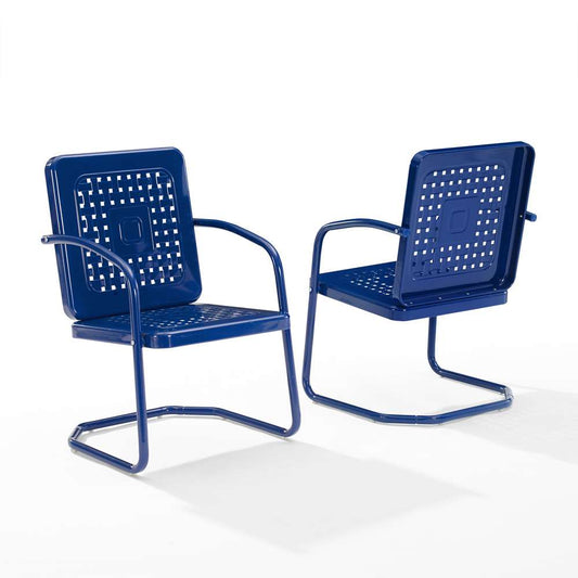 Crosley Furniture - Bates 2Pc Outdoor Metal Chair Set Navy - 2 Armchairs - CO1025-NV veiw 2