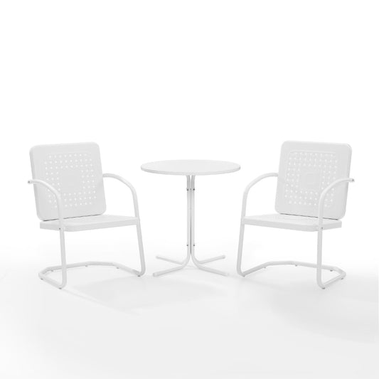 Crosley Furniture - Bates 3 Piece Outdoor Bistro Set White Gloss /White Satin - Bistro Table & 2 Chairs - KO10009WH veiw 2