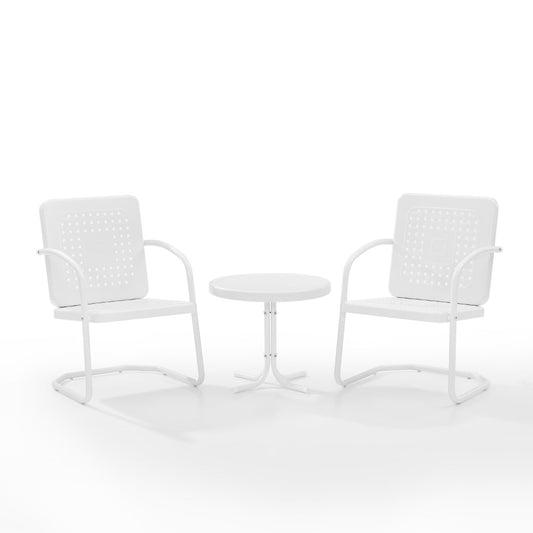 Crosley Furniture - Bates 3 Piece Outdoor Chair Set White Gloss/White Satin - Side Table & 2 Chairs - KO10019WH veiw 2