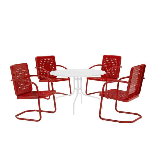 Crosley Furniture - Bates 5 Piece Outdoor Dining Set Bright Red Gloss /White Satin - Dining Table & 4 Chairs - KO10017RE veiw 2