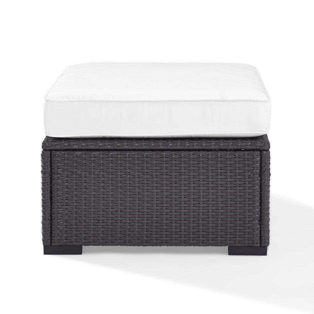 Crosley Furniture - Biscayne Ottoman With White Cushions - KO70127BR-WH_CLOSEOUT veiw 2