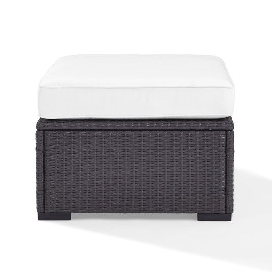 Crosley Furniture - Biscayne Ottoman With White Cushions - KO70127BR-WH_CLOSEOUT veiw 2