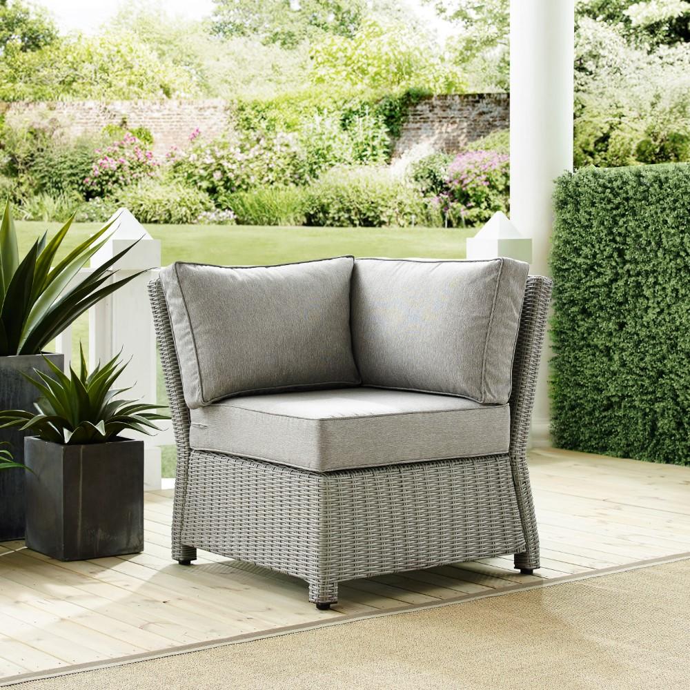 Crosley Furniture - Bradenton Outdoor Wicker Sectional Corner Chair Gray/Gray - KO70018GY-GY_CLOSEOUT veiw 7