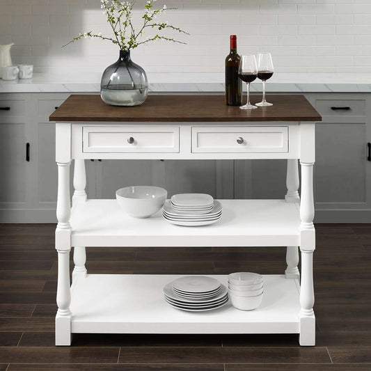 Crosley Furniture Caitlyn Wood Top Kitchen Island White/Dark Brown - CF3037BR-WH veiw 2