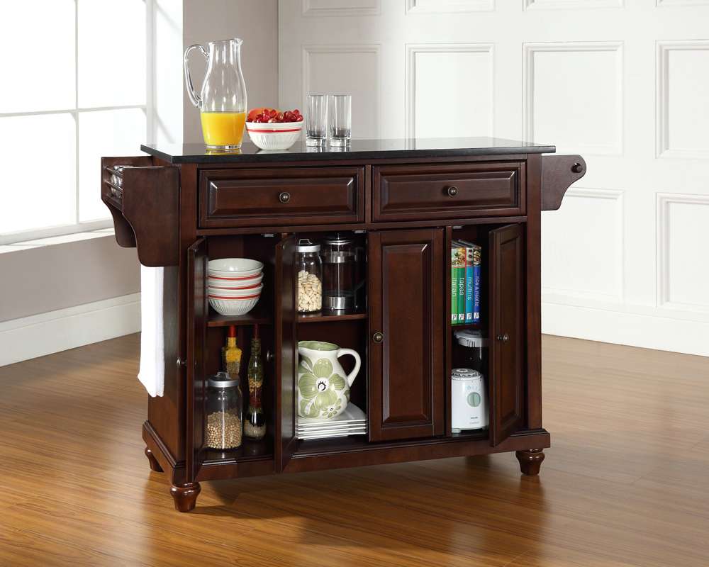 Crosley Furniture - Cambridge Solid Black Granite Top Kitchen Island in Vintage Mahogany Finish - KF30004DMA veiw 3