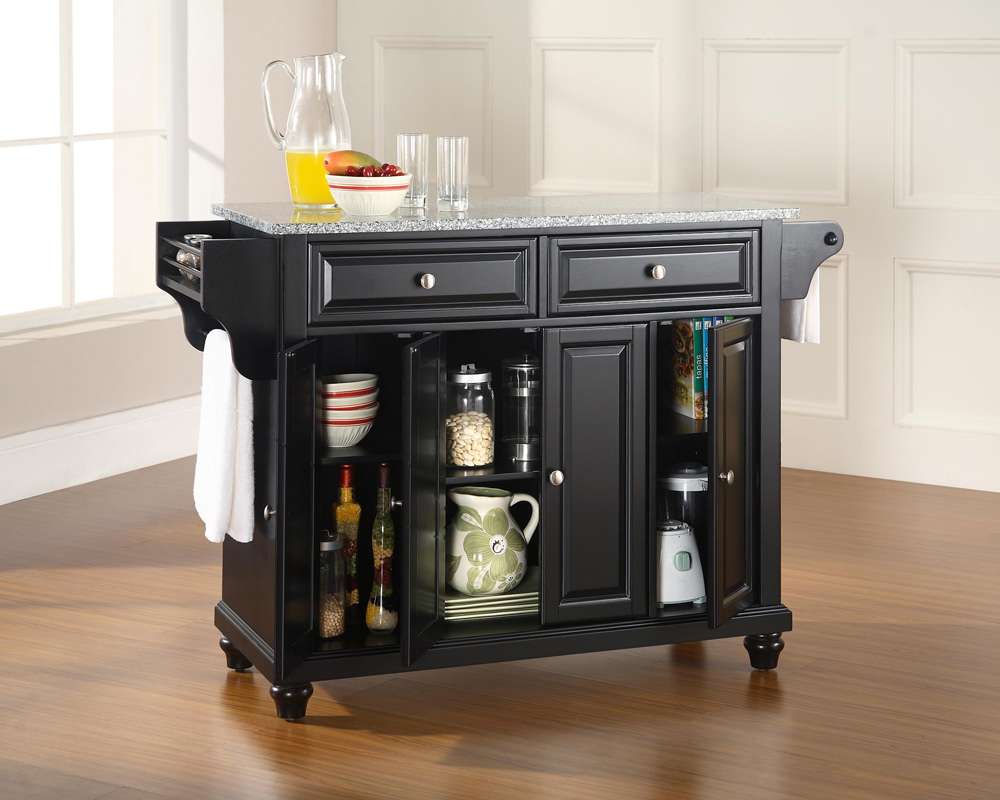 Crosley Furniture - Cambridge Solid Granite Top Kitchen Island in Black Finish - KF30003DBK veiw 4