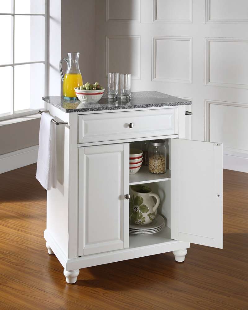 Crosley Furniture - Cambridge Solid Granite Top Portable Kitchen Island in White Finish - KF30023DWH veiw 3