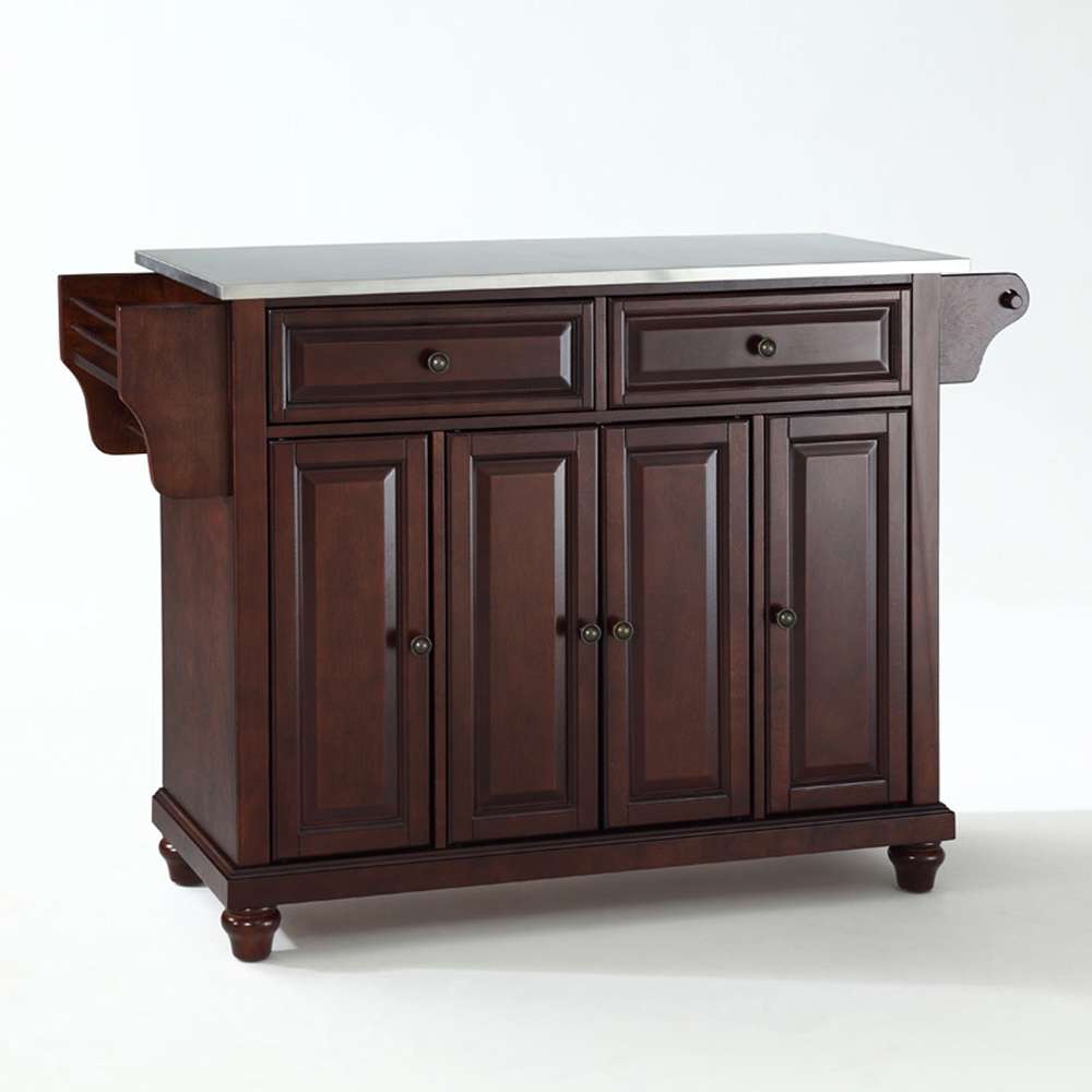 Crosley Furniture - Cambridge Stainless Steel Top Kitchen Island in Vintage Mahogany Finish - KF30002DMA veiw 1