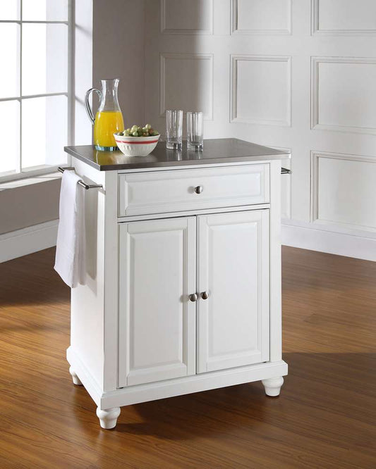 Crosley Furniture - Cambridge Stainless Steel Top Portable Kitchen Island in White Finish - KF30022DWH veiw 2