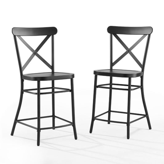 Crosley Furniture - Camille 2 Piece Counter Stool Set Matte Black - 2 Stools - CF500624-MB veiw 2