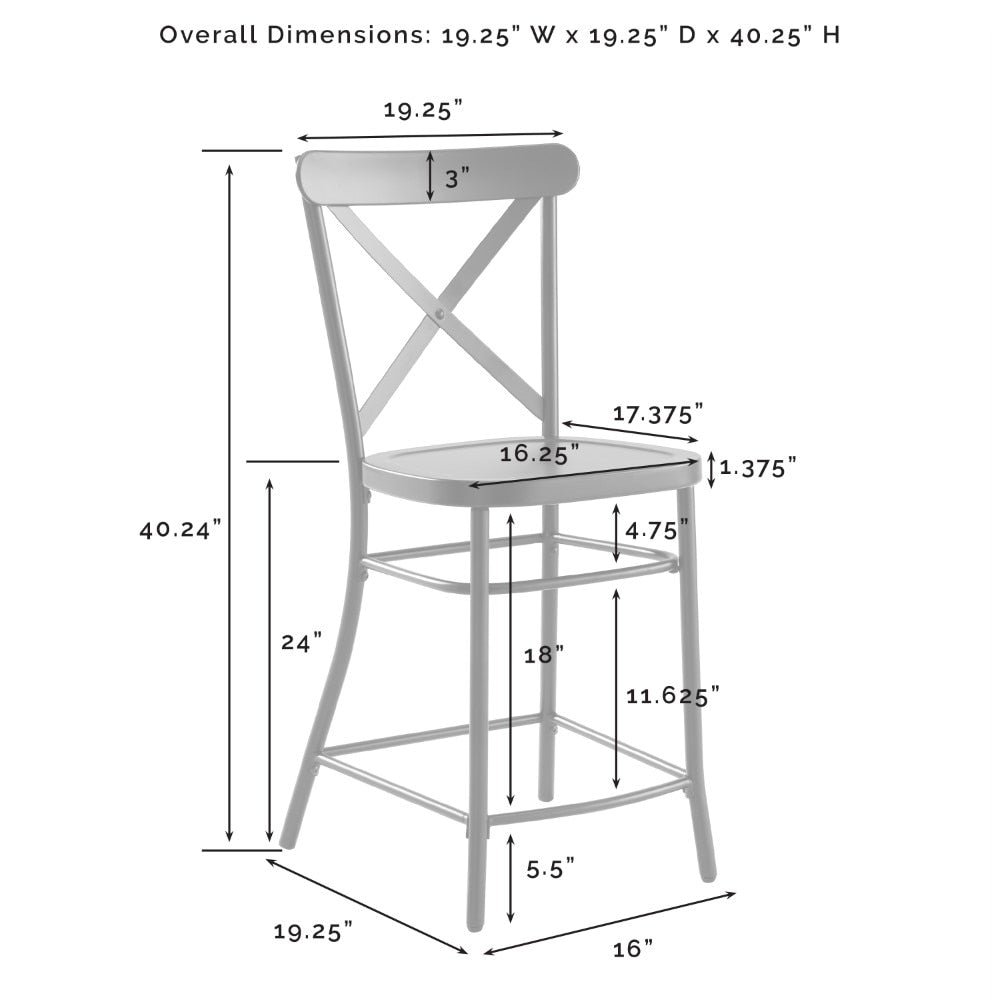 Crosley Furniture - Camille 2 Piece Counter Stool Set Matte Black - 2 Stools - CF500624-MB veiw 8