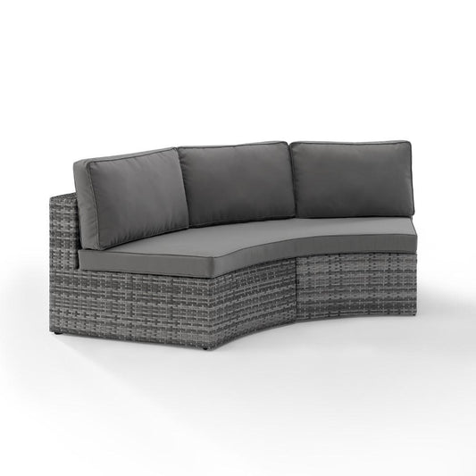 Crosley Furniture - Catalina Outdoor Wicker Round Sectional Sofa Gray - CO7120-GY_CLOSEOUT veiw 2