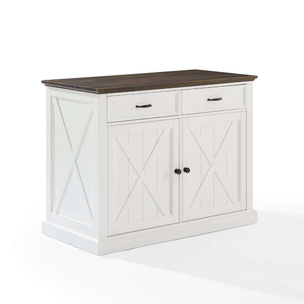 Crosley Furniture - Clifton Kitchen Island Distressed White/Brown - KF30070BR-WH veiw 1