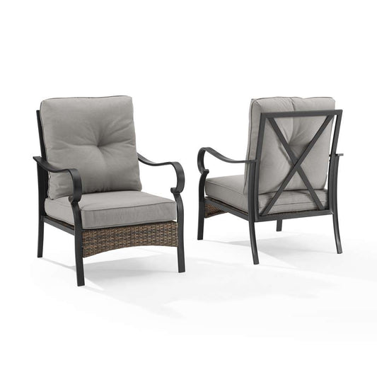 Crosley Furniture - Dahlia 2Pc Outdoor Metal And Wicker Armchair Set Taupe/Matte Black - 2 Armchairs - CO6251MB-TE_CLOSEOUT veiw 2