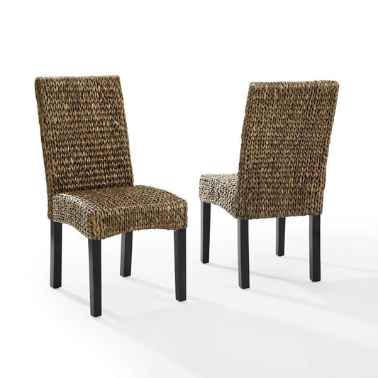 Crosley Furniture - Edgewater 2Pc Dining Chair Set Seagrass/Darkbrown - 2 Chairs - CF502418-SG veiw 2