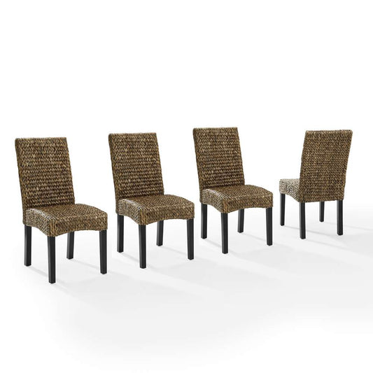 Crosley Furniture - Edgewater 4Pc Dining Chair Set Seagrass/Darkbrown - 4 Chairs - KF20029SG veiw 2