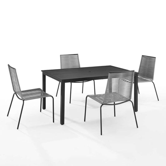 Crosley Furniture - Fenton 5Pc Outdoor Wicker/ Metal Dining Set Gray/Matte Black - Table & 4 Chairs - KO70282MB-GY veiw 2
