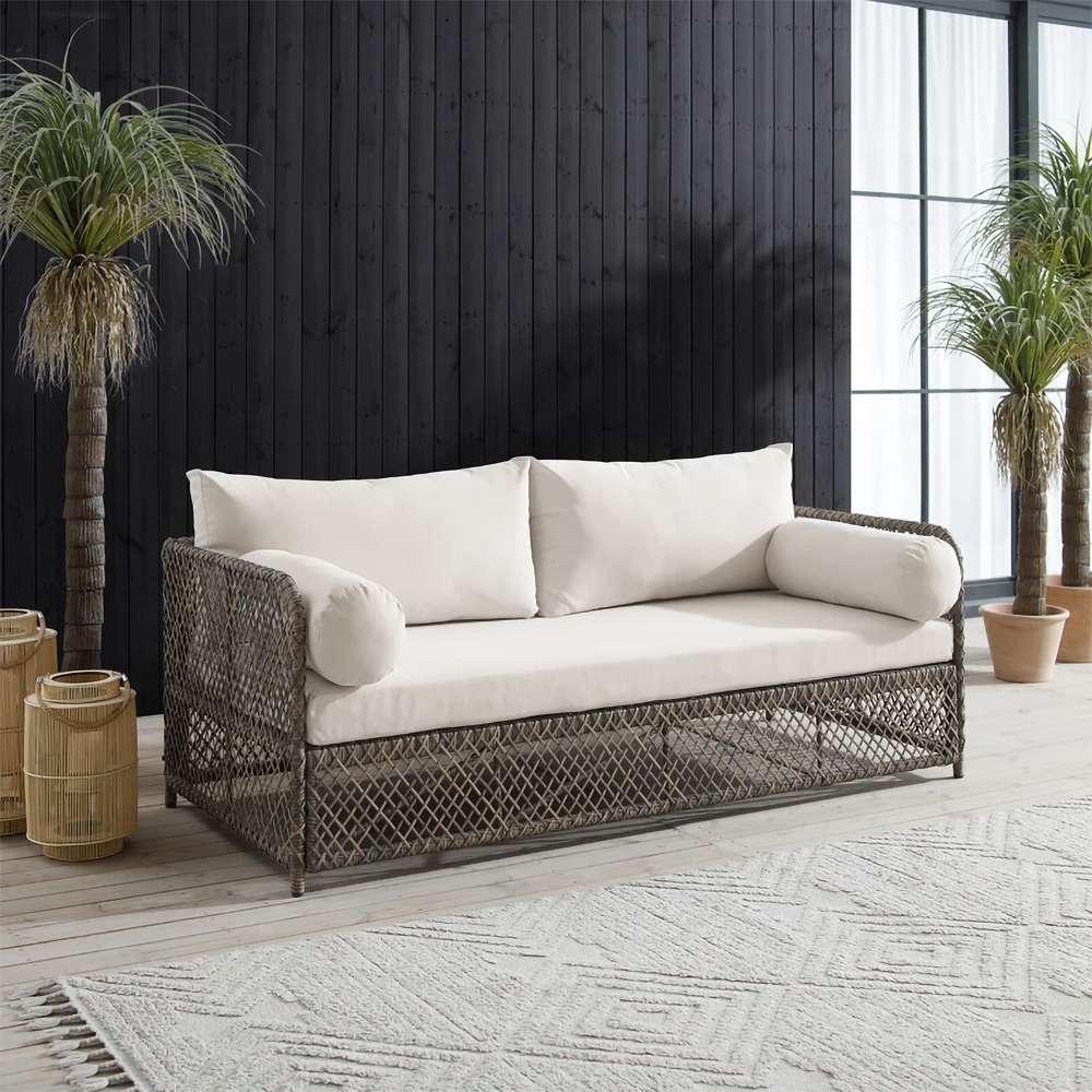 Crosley Furniture - Granite Bay Wicker Outdoor Sofa Creme/Stone - KO70361ST-CR veiw 5