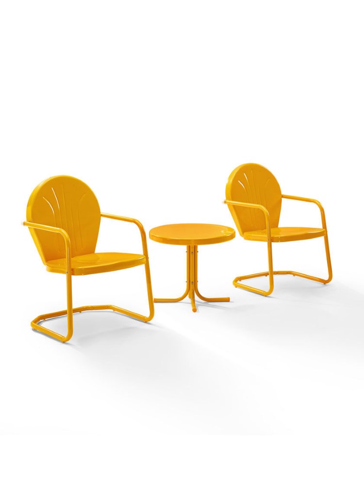 Crosley Furniture - Griffith 3 Piece Metal Outdoor Conversation Seating Set - Two Chairs in Tangerine Finish With Side Table in Tangerine - KO10004TG veiw 1