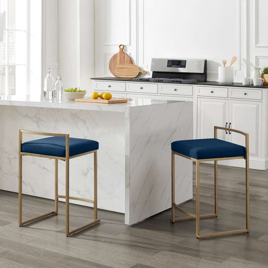 Crosley Furniture - Harlowe 2-Piece Counter Height Bar Stool Set Navy/Gold - 2 Stools - CF501924-NV veiw 2