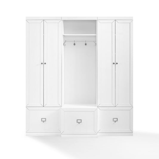 Crosley Furniture - Harper 3 Piece Entryway Set White - Hall Tree & 2 Pantry Closets - KF31012WH veiw 2
