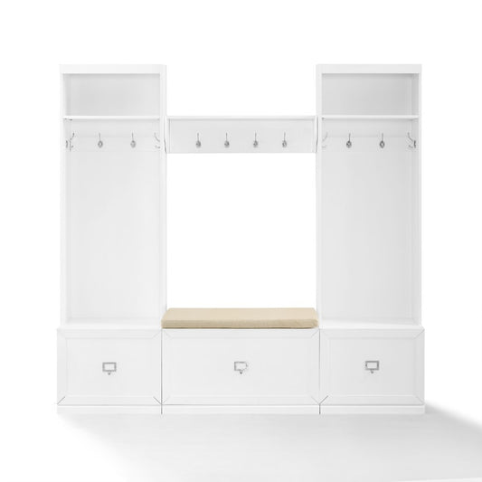 Crosley Furniture - Harper 4 Piece Entryway Set White - Bench, Shelf, & 2 Hall Trees - KF31014WH veiw 2