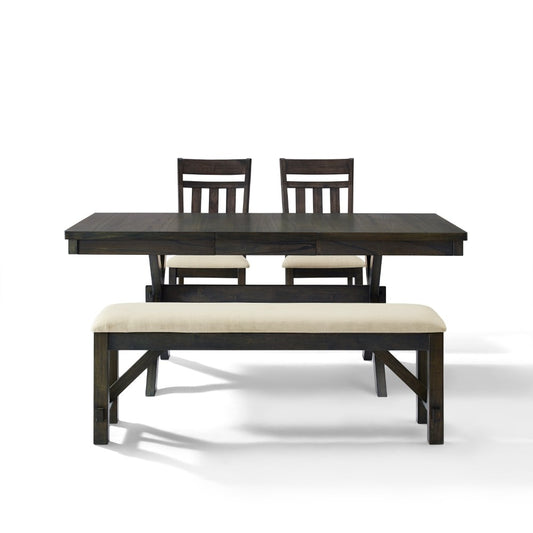 Crosley Furniture - Hayden 4 Piece Dining Set Slate - Table, Bench, & 2 Slat Back Chairs - KF13025SL veiw 2