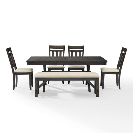 Crosley Furniture - Hayden 6 Piece Dining Set Slate - Table, Bench & 4 Slat Back Chairs - KF13028SL veiw 2