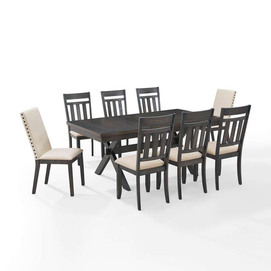 Crosley Furniture - Hayden 9Pc Dining Set Slate/Cream - Table, 6 Slat Back Chairs, & 2 Upholstered Chairs - KF13072SL veiw 2