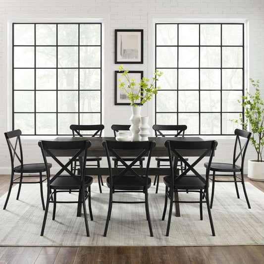 Crosley Furniture - Hayden 9Pc Dining Set W-Camille Chairs Matte Black- Slate - Table and 8 Chairs - KF20012SL-MB veiw 2
