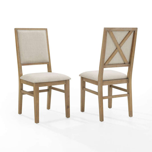Crosley Furniture - Joanna 2Pc Upholstered Back Chair Set Rustic Brown /Creme - 2 Upholstered Chairs - CF501317-RB veiw 2