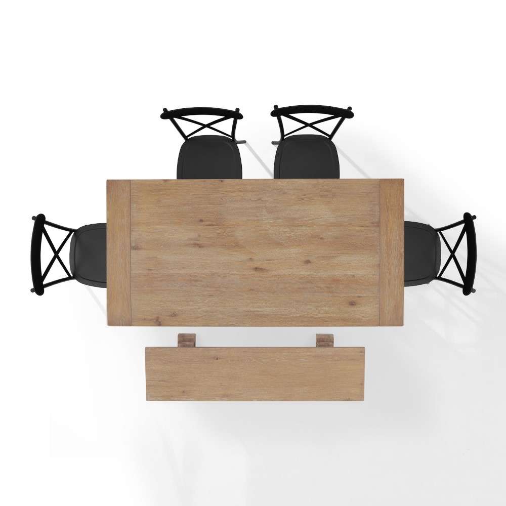 Crosley Furniture - Joanna 6Pc Dining Set W-Camille Chairs Matte Black-Rustic Brown - Table, Bench, and 4 Chairs - KF20023RB-MB veiw 9