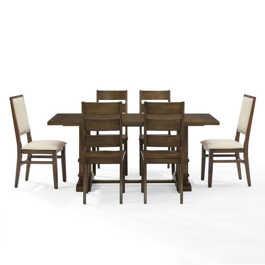 Crosley Furniture - Joanna 7-Piece Dining Table Set For 6 - Table, 4 Ladder-Back Chairs, & 2 Upholstered Back Chairs - KF13070DO-DO view 2