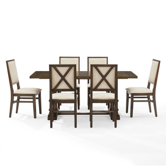 Crosley Furniture - Joanna 7-Piece Dining Table Set For 6 - Table & 6 Upholstered Back Chairs - KF13067DO-DO view 2