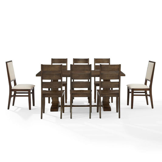Crosley Furniture - Joanna 9-Piece Dining Table Set For 8 - Table, 6 Ladder-Back Chairs, & 2 Upholstered Back Chairs - KF13071DO-DO view 2
