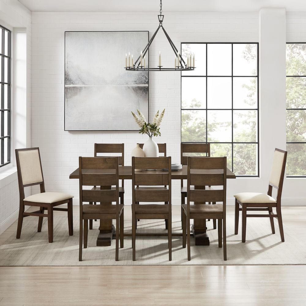 Crosley Furniture - Joanna 9-Piece Dining Table Set For 8 - Table, 6 Ladder-Back Chairs, & 2 Upholstered Back Chairs - KF13071DO-DO view 7