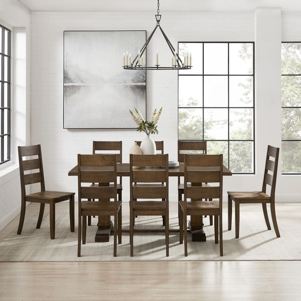 Crosley Furniture - Joanna 9-Piece Dining Table Set For 8 - Table & 8 Ladder-Back Chairs - KF13068DO-DO view 7