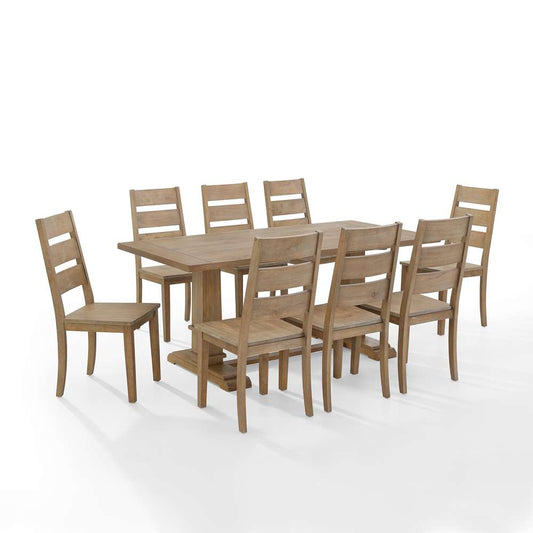 Crosley Furniture - Joanna 9Pc Dining Set Rustic Brown - Table & 8 Ladder Back Chairs - KF13068RB-RB veiw 2