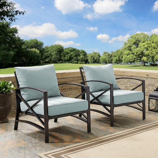 Crosley Furniture - Kaplan 2 Pc Outdoor Seating Set With Mist Cushion - Two Outdoor Chairs - KO60013BZ-MI veiw 2