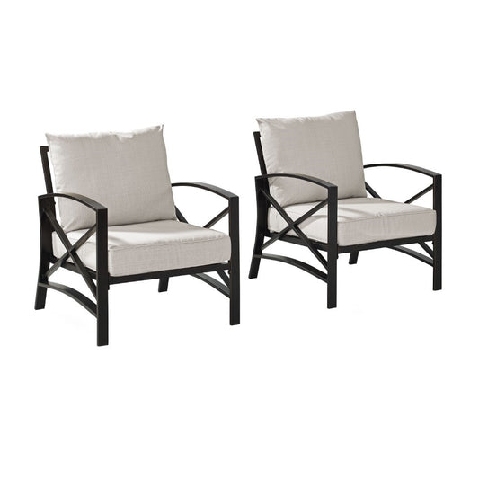 Crosley Furniture - Kaplan 2 Pc Outdoor Seating Set With Oatmeal Cushion - Two Outdoor Chairs - KO60013BZ-OL veiw 2