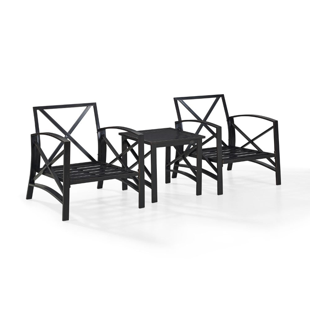 Crosley Furniture - Kaplan 3 Pc Outdoor Seating Set With Oatmeal Cushion - Two Chairs, Side Table - KO60016BZ-OL veiw 6