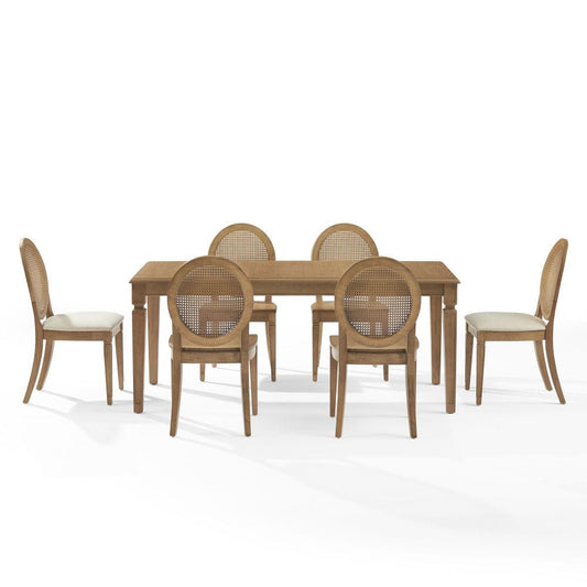 Crosley Furniture - Katia 7Pc Dining Set With Cane-Back Upholstered Chairs - Table, 4 Cane-Back Chairs, & 2 Upholstered Cane-Back Chairs - KF20039DW-CR view 2