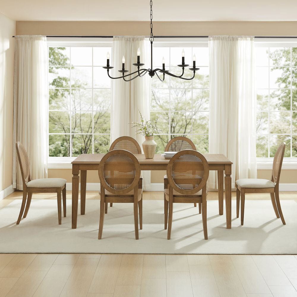 Crosley Furniture - Katia 7Pc Dining Set With Cane-Back Upholstered Chairs - Table, 4 Cane-Back Chairs, & 2 Upholstered Cane-Back Chairs - KF20039DW-CR view 7
