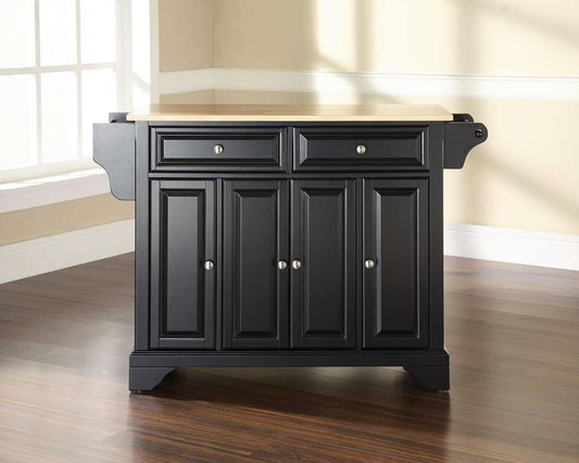 Crosley Furniture - LaFayette Natural Wood Top Kitchen Island in Black Finish - KF30001BBK veiw 2
