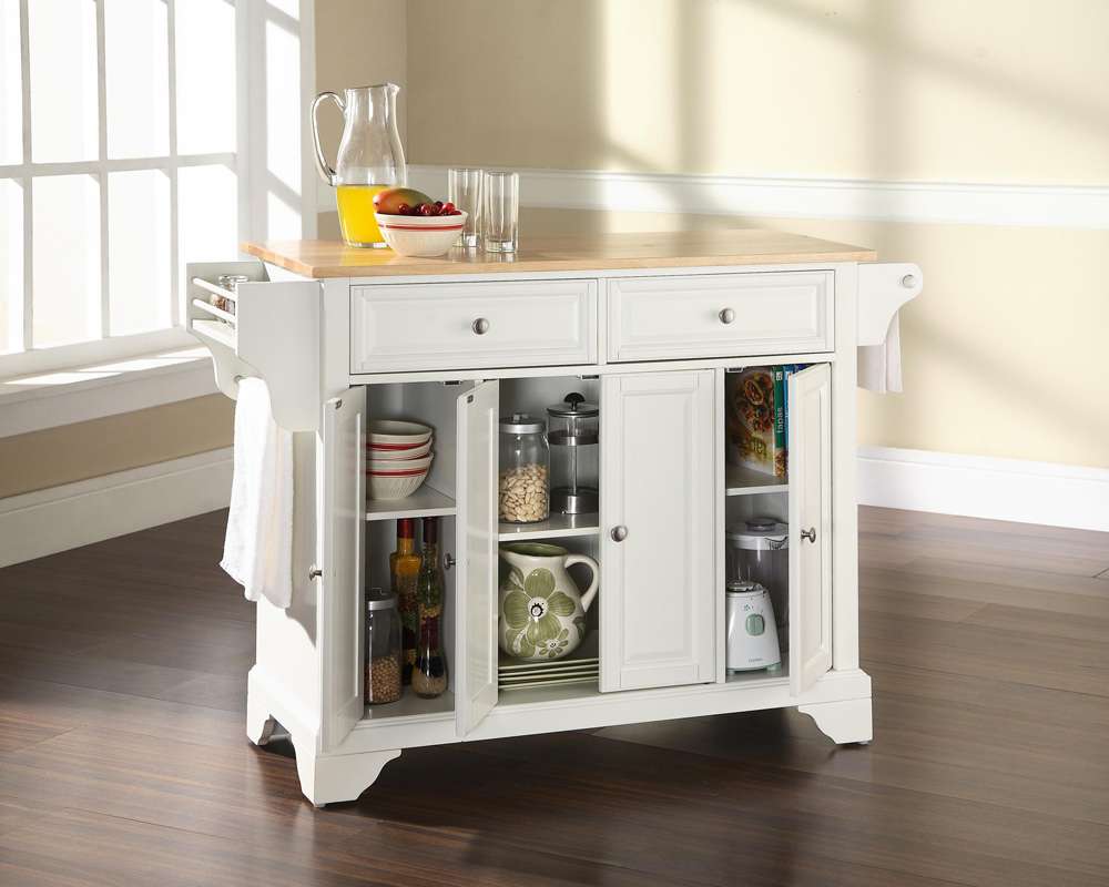 Crosley Furniture - LaFayette Natural Wood Top Kitchen Island in White Finish - KF30001BWH veiw 4