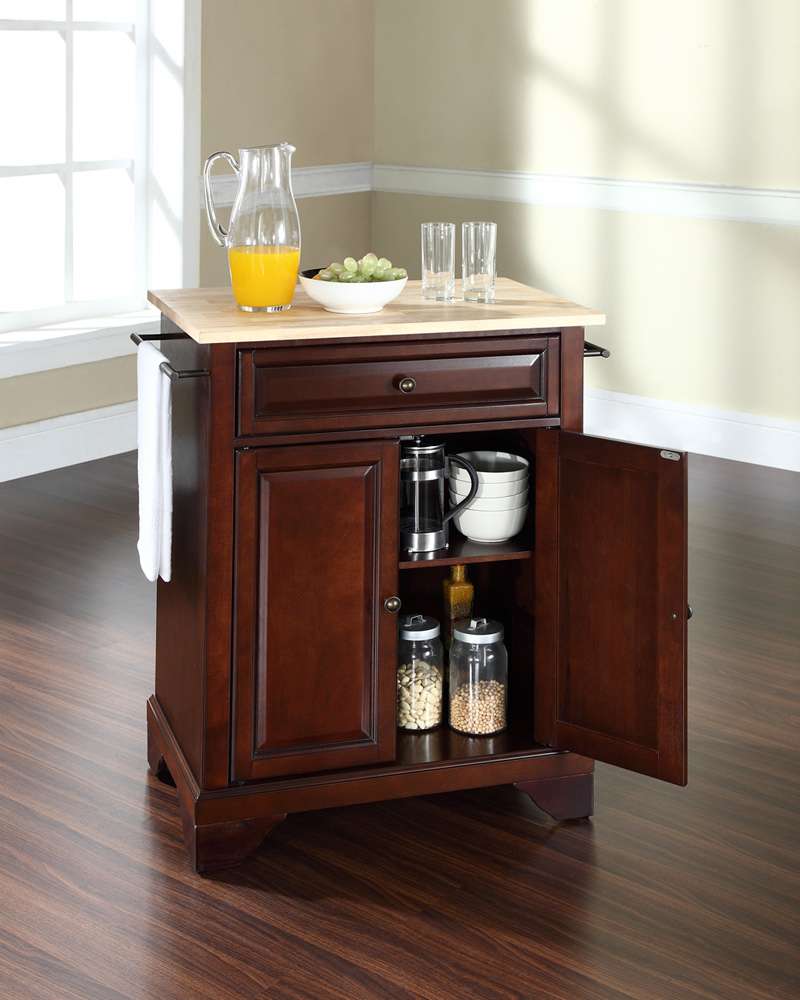 Crosley Furniture - LaFayette Natural Wood Top Portable Kitchen Island in Vintage Mahogany Finish - KF30021BMA veiw 3