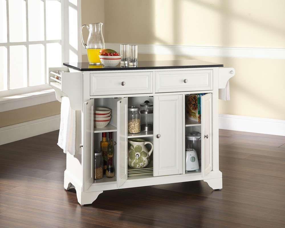 Crosley Furniture - LaFayette Solid Black Granite Top Kitchen Island in White Finish - KF30004BWH veiw 4