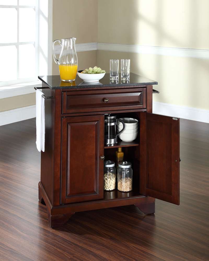 Crosley Furniture - LaFayette Solid Black Granite Top Portable Kitchen Island in Vintage Mahogany Finish - KF30024BMA veiw 3