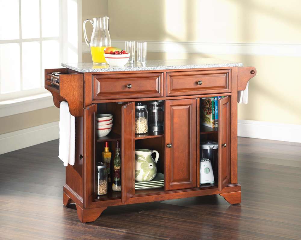 Crosley Furniture - LaFayette Solid Granite Top Kitchen Island in Classic Cherry Finish - KF30003BCH veiw 4