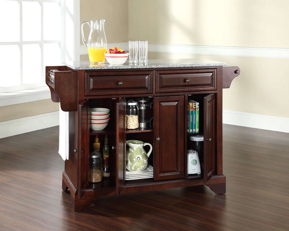 Crosley Furniture - LaFayette Solid Granite Top Kitchen Island in Vintage Mahogany Finish - KF30003BMA veiw 3